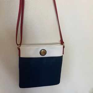 Tommy Hilfiger bag with red leather straps